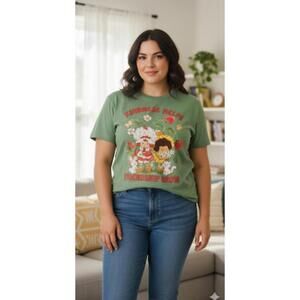 Retro 70s Strawberry Shortcake & Friends Cotton Kindness Helps Tee Womens XL NEW